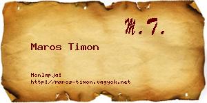 Maros Timon névjegykártya
